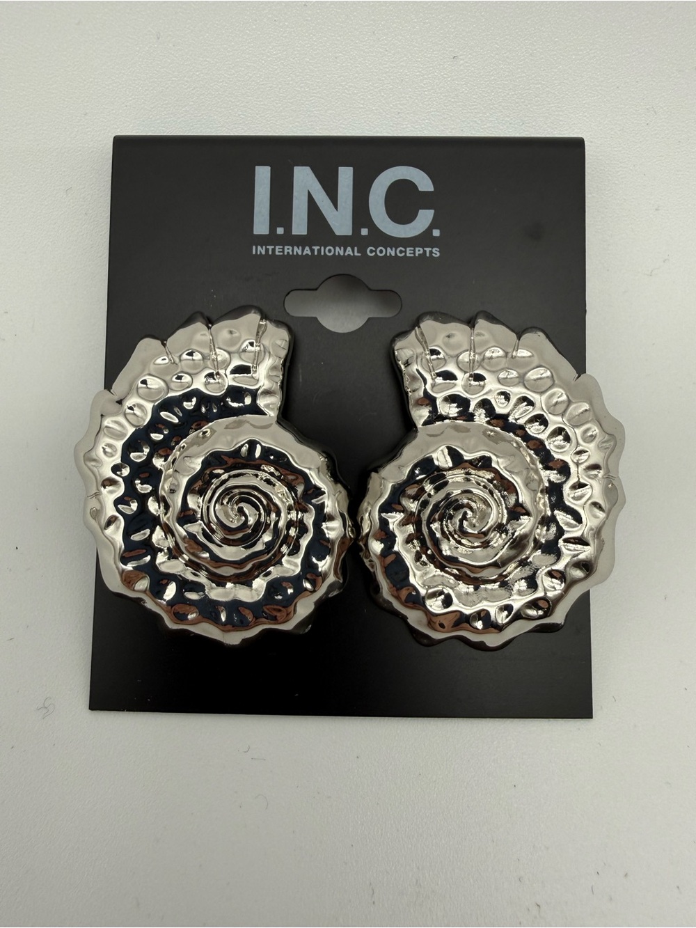 INC International Concepts Silver Spiral Shell Hair Clips